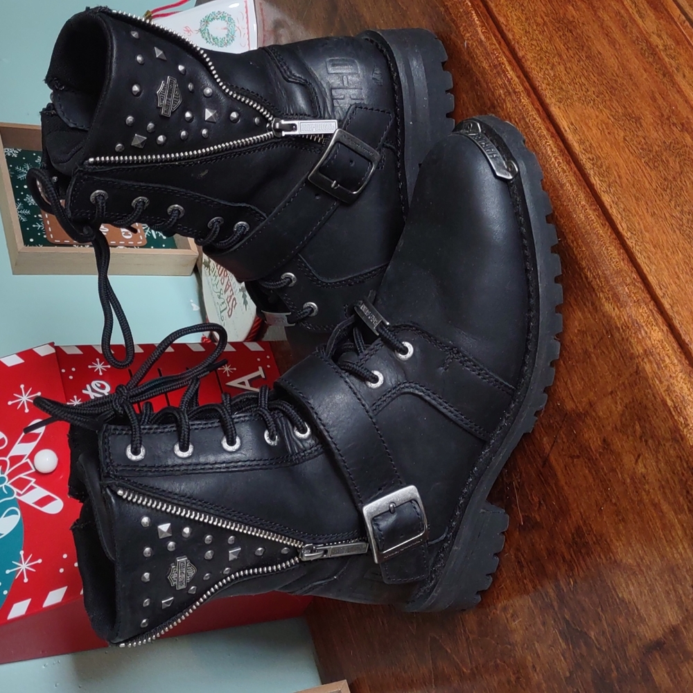 🚫SOLD🚫 Black Hardcore Harley Davidson boots size 10